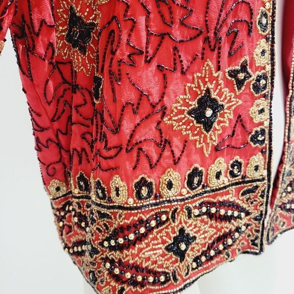 Handsewn Vintage Silk Glass Beaded / Sequin Jacket - Picture 6 of 13